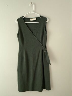 Cynthia Rowley Olive Green Sleeveless Wrap Midi Dress